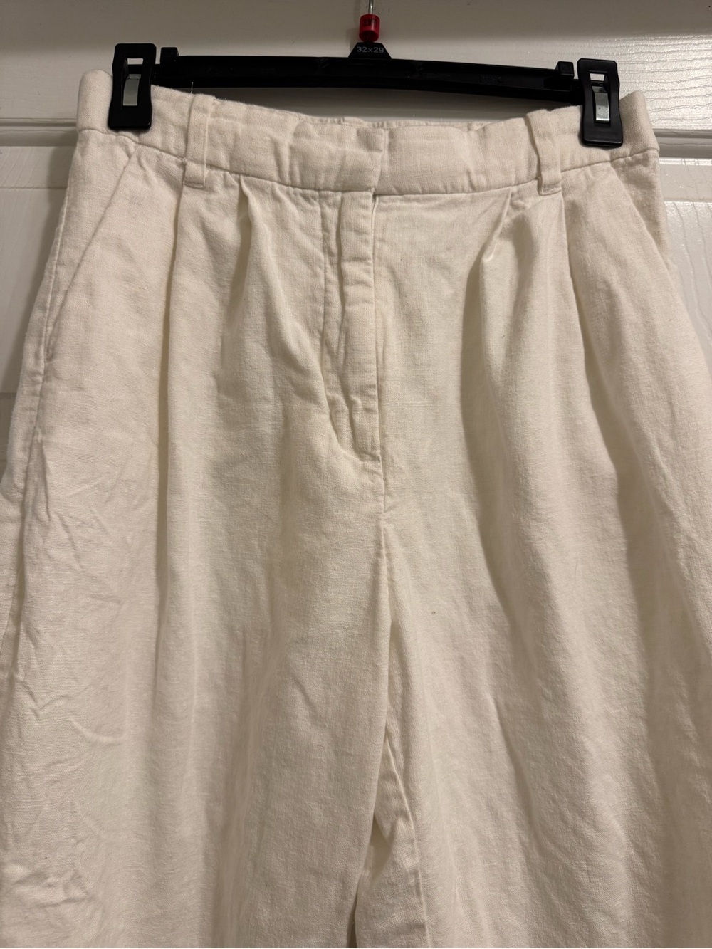 Abercrombie & Fitch Pleated Wide Leg Linen Blend Trousers